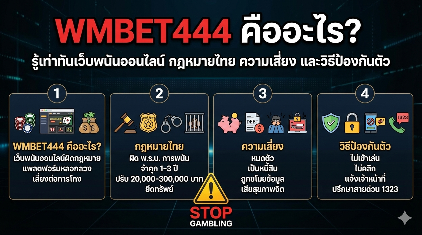 wmbet444 คืออะไร? รู้เท่าทันเว็บพนันออนไลน์ กฎหมายไทย ความเสี่ยง และวิธีป้องกันตัว